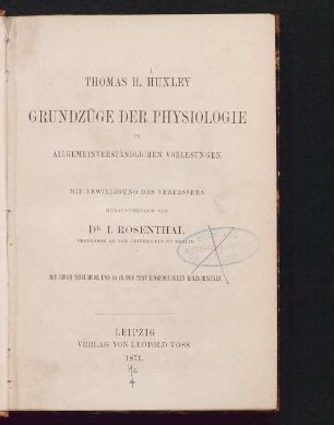 Grundzüge der Physiologie in allgemeinverständlichen Vorlesungen