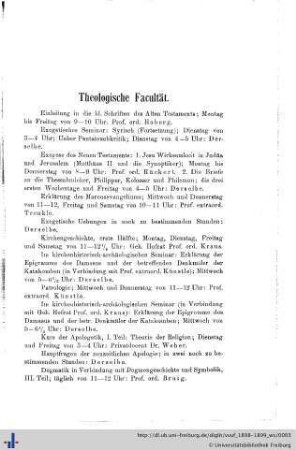 Theologische Facultät.
