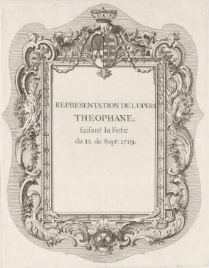Kleines Titelblatt zur Oper Theofane am 13. September 1719