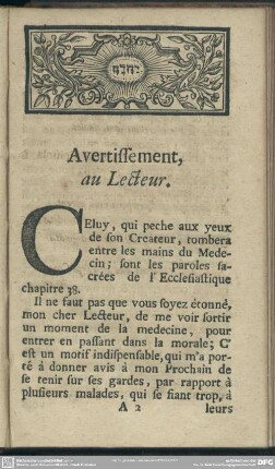 Avertissement au Lecteur
