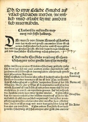 Ware erklärung vnd vnderrichtung ains Artickels, die Eeschaidung betreffend