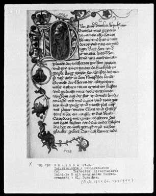 Heiligenleben — Initiale D (orothea) mit der heiligen Dorothea