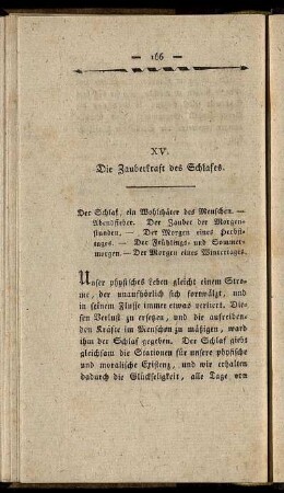 XV. Die Zauberkraft des Schlafes.