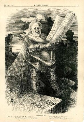 "In my mind's eye." [Anschließend folgt ein Textblock] : Tweed erscheint als Geist in der eingestürzten Tammany Hall