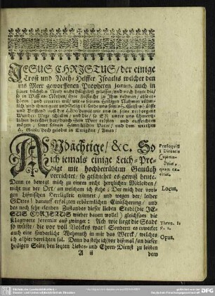 Leichenpredigt : Christliche Leich-Predigt. Textus