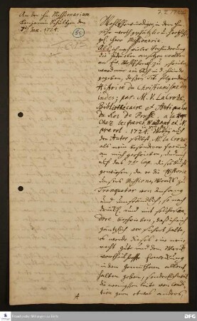 Brief von August Hermann Francke an Benjamin Schultze.