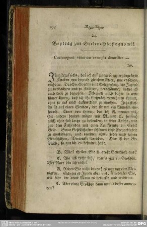 24. Beytrag zur Seelen-Physiognomik