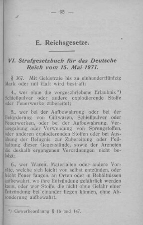 VI. Strafgesetzbuch für das Deutsche Reich vom 15. Mai 1871.