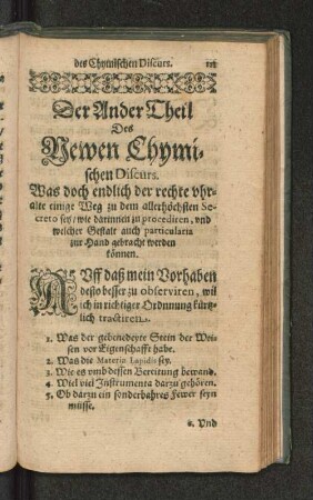 Der Ander Theil Des Newen Chymischen Discurs.