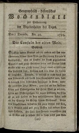 No. 49. Den 7. Decembr. 1799.