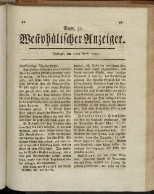 Num. 31. Freitags, den 19ten April. 1799