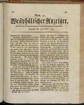 Num. 31. Freitags, den 19ten April. 1799