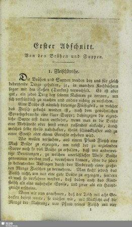 Erster Abschnitt. Von den Brühen und Suppen
