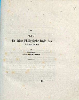 Ueber die dritte Philippische Rede des Demosthenes