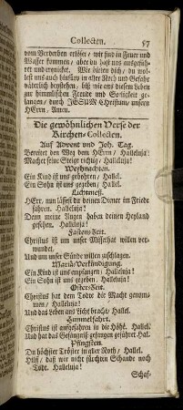 Die gewöhnlichen Verse der Kirchen-Collecten.