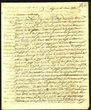 24) J. H. Pury an Niebuhr, Aleppo, 16. März 1767, mit einer Nachschrift von M. S. van Maseyk