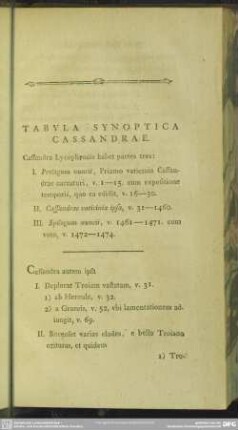 Tabula Synoptica Cassandrae