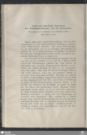 Ueber die jährliche Variation des Erdmagnetismus