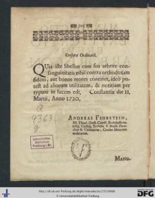 Censura Ordinarii.