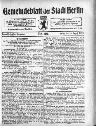 1922,34: Nr. 34, 20. August 1922