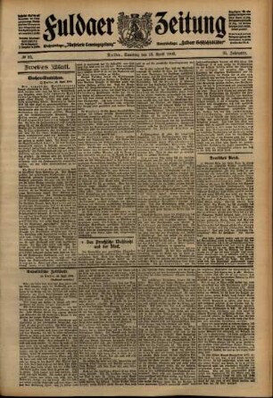 Zweite Ausgabe vom Samstag, den 25. April 1908.