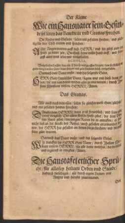 Die Haustafel etlicher Sprüche/ für allerley heiligen Orden und Stende ...