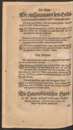 Die Haustafel etlicher Sprüche/ für allerley heiligen Orden und Stende ...