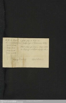 Angaben zum Versbestand von Alfred Hübner, dat. 3.3.1937, auf Zettel (Rückseite leer)