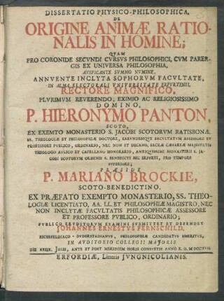 Dissertatio Physico-Philosophica, De Origine Animæ Rationalis In Homine