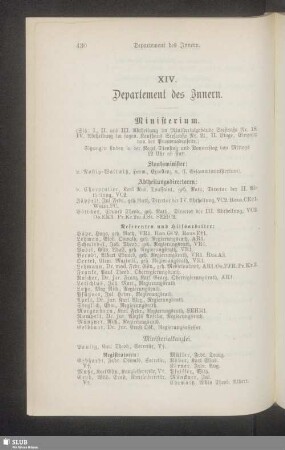 XIV. Departement des Innern