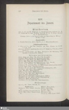 XIV. Departement des Innern