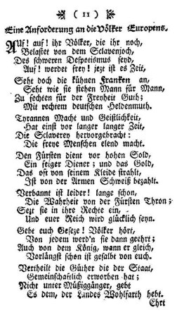 Eine Aufforderung an die Völker Europens