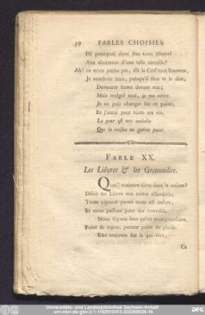 Fable XX. Les Liévres & le Grenouilles.