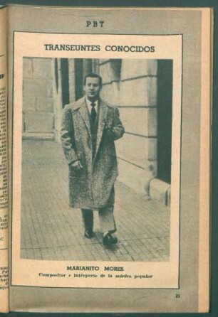 Marianito Mores, compositor e intérprete de la música popular - [Fotografía] : Transeúntes conocidos