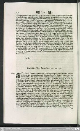 N.74. Kauff-Brieff über Braunheim, de Anno 1470