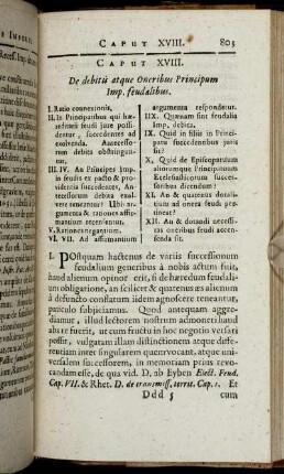 Caput XVIII. De debitis atque Oneribus Principum Imp. feudalibus.