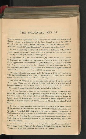 History and Particulars of the Office of the Secretary of State and other Offices, Institutions and Associations connected with the Colonies
