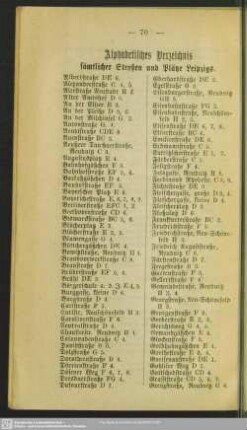 Alphabteisches Verzeichnis sämmtlicher Straßen und Plätze Leipzigs