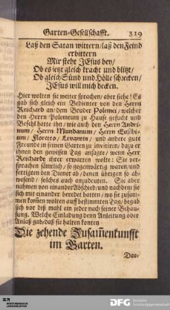 Die zehende Zusammenkunfft im Garten