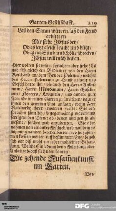 Die zehende Zusammenkunfft im Garten