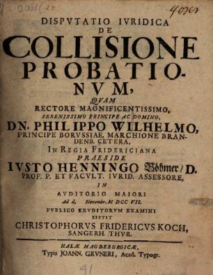 Dispvtatio Ivridica De Collisione Probationvm