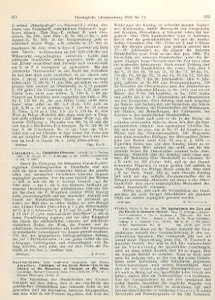 271-272 [Rezension] Eustratiades, Sophronios, Catalogue of the Greek Manuscripts in the Library of the Monastery of Vatopedi on Mt. Athos
