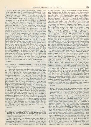 271-272 [Rezension] Eustratiades, Sophronios, Catalogue of the Greek Manuscripts in the Library of the Monastery of Vatopedi on Mt. Athos