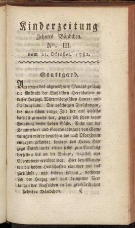 Nro. III. vom 21. October 1782