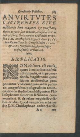 Quaestionis Politicae.