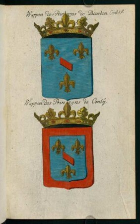 8, Wappen des Prinzen de Bourbon Conté. Wappen des Prinzens de Conty