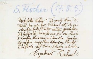 Brief an Samuel Fischer