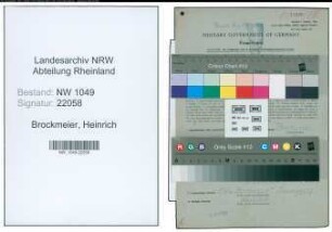 Entnazifizierung Heinrich Brockmeier , geb. 24.05.1892 (Automonteur)