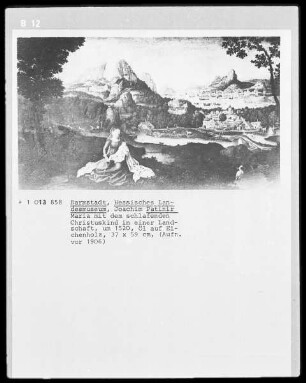 Maria mit schlafenden Christuskind in einer Landschaft