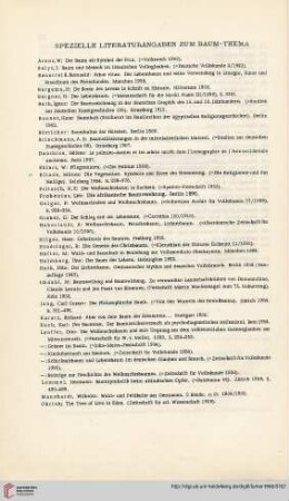Spezielle Literaturangaben zum Baum - Thema